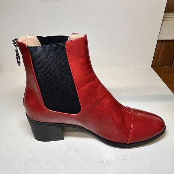 Journee Collection Womens 12 M Red Nigella Block Heel Ankle Booties NIB IV7 - Picture 5 of 5